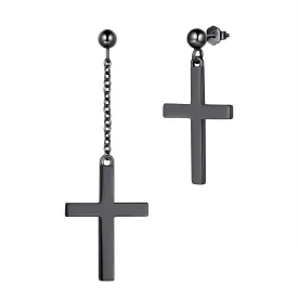 Classic Asymmetry Cross Earrings Women Mens Jewelry Sterling Silver