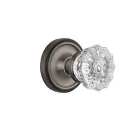 Classic Rosette with Crystal Knob in Antique Pewter