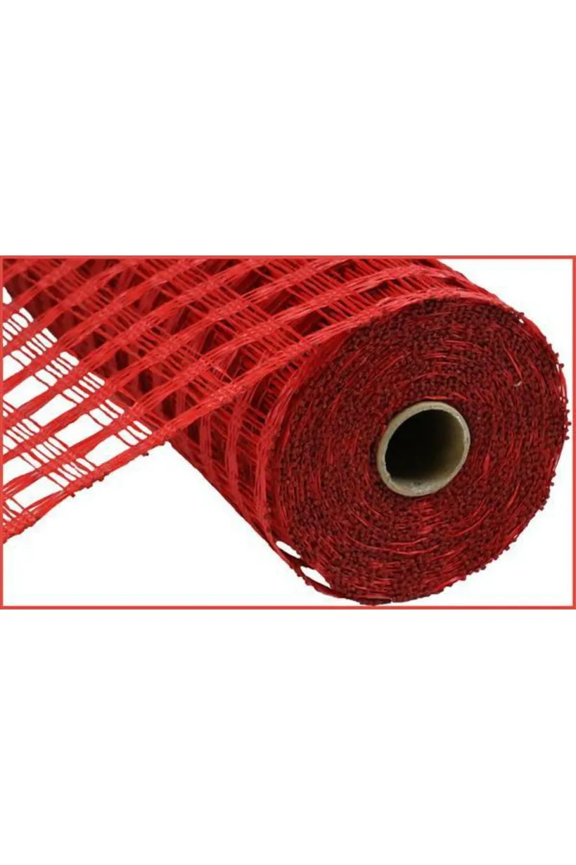 10" Poly Burlap Check Mesh Ribbon: Red