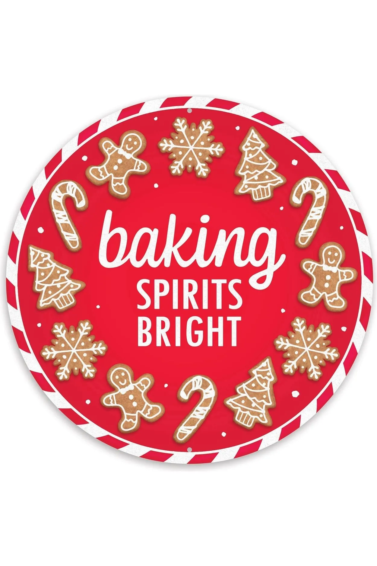 12" Metal Round Sign: Baking Spirits Bright