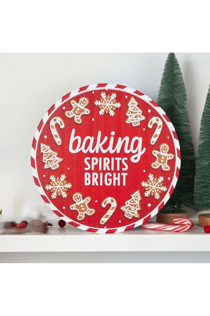 12" Metal Round Sign: Baking Spirits Bright