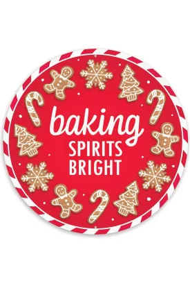 12" Metal Round Sign: Baking Spirits Bright