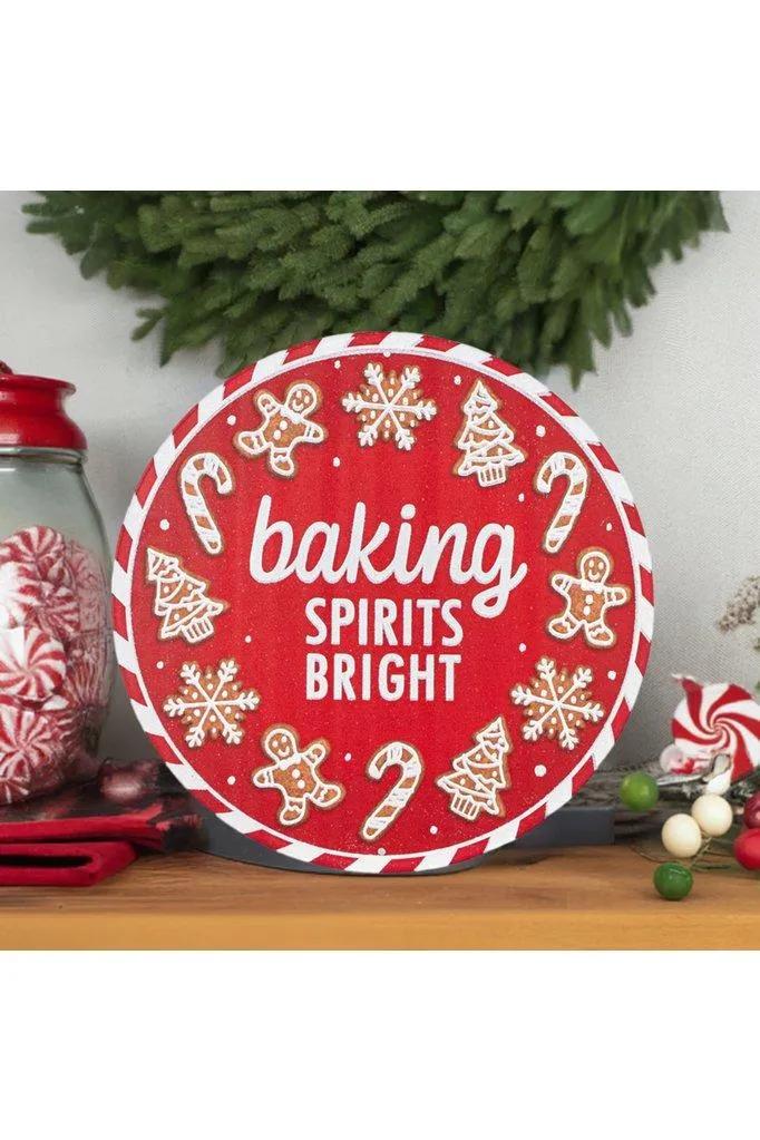 12" Metal Round Sign: Baking Spirits Bright