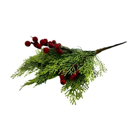 14.5" Red Berries Cedar Spray