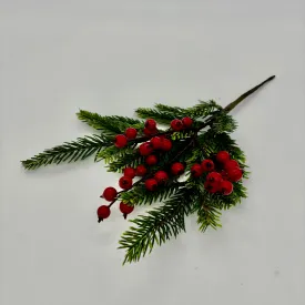 14.5" Red Berries Mountain Fir Spray