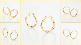 18K Gold Filled Look, Round Hoop Earrings Collection - Five Elegant Designs for Jewelry Artisans