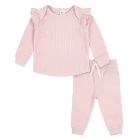 2-Piece Baby Girls Pink Top & Jogger Set