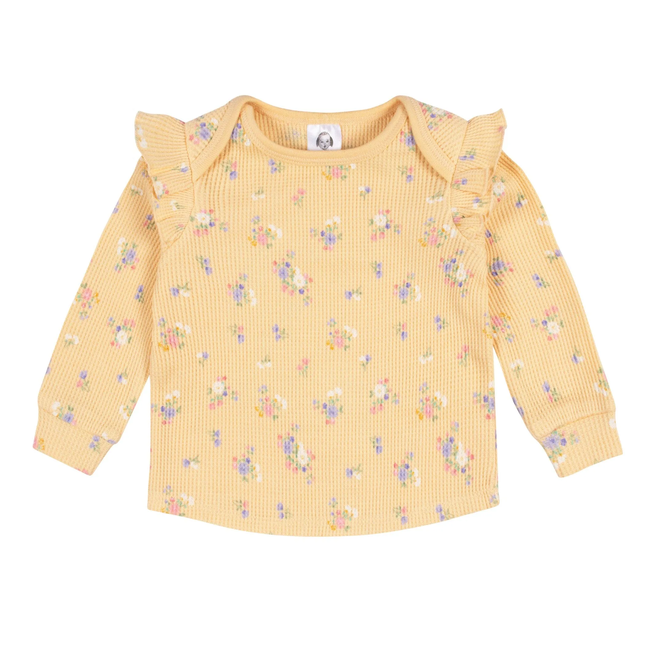 2-Piece Baby Girls Yellow Floral Top & Jogger Set