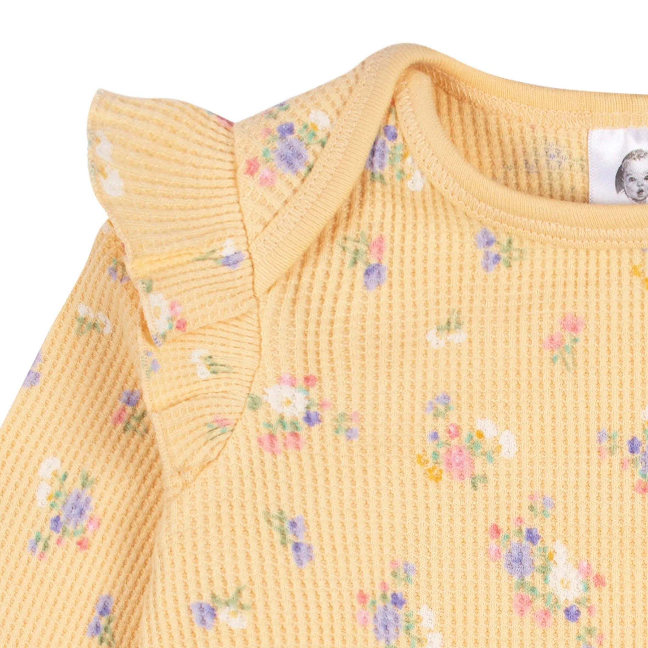 2-Piece Baby Girls Yellow Floral Top & Jogger Set