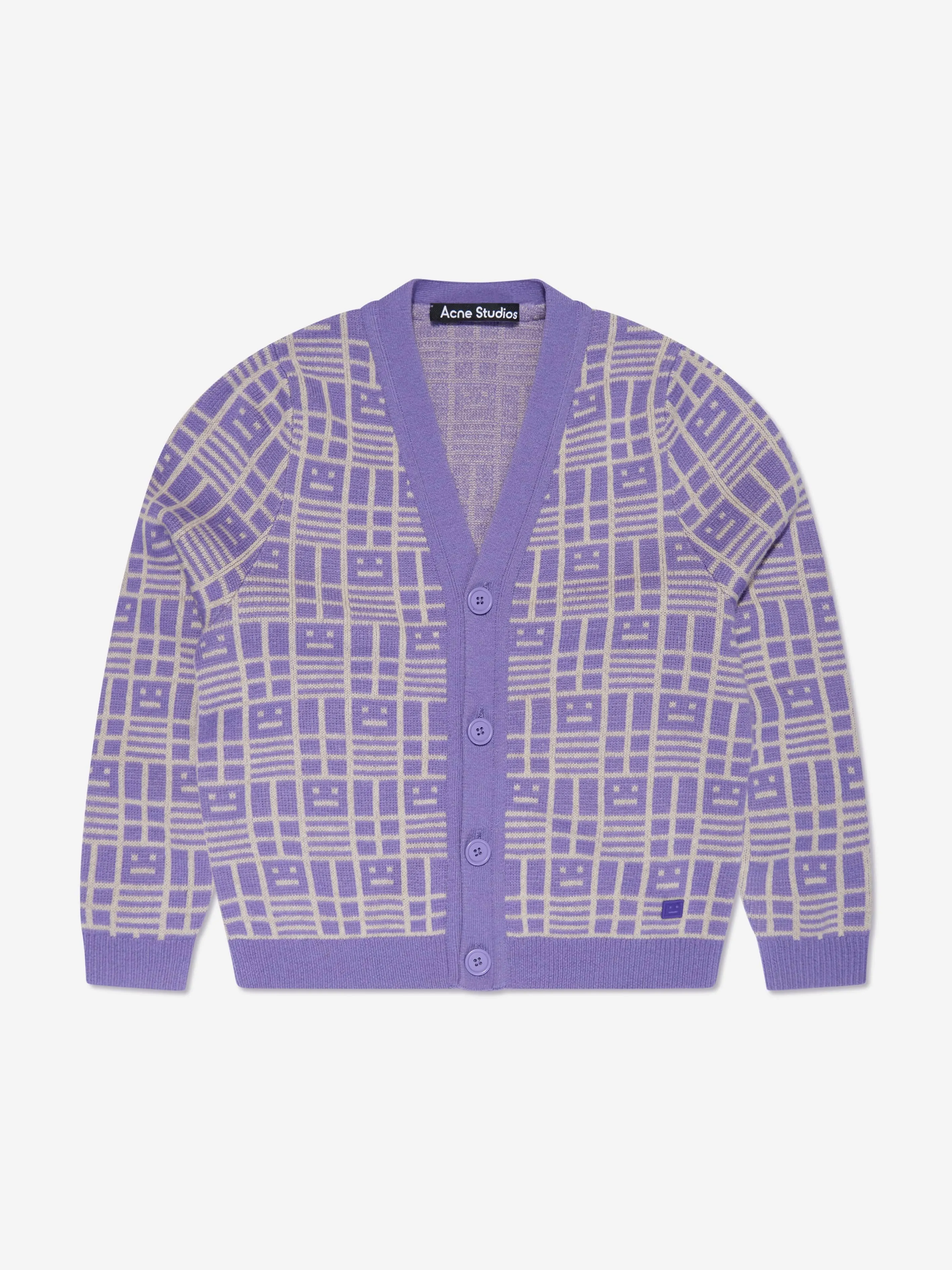 Acne Studios Kids Wool Knitted Cardigan in Purple