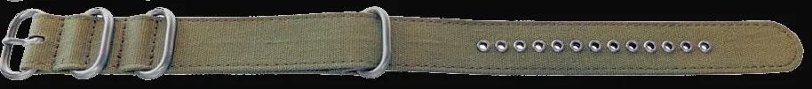 Army Green 18mm Retro Pattern Canvas One Piece Strap