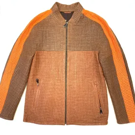 Barya NewYork Brown Orange 3-tone Perforated Lambskin Jacket