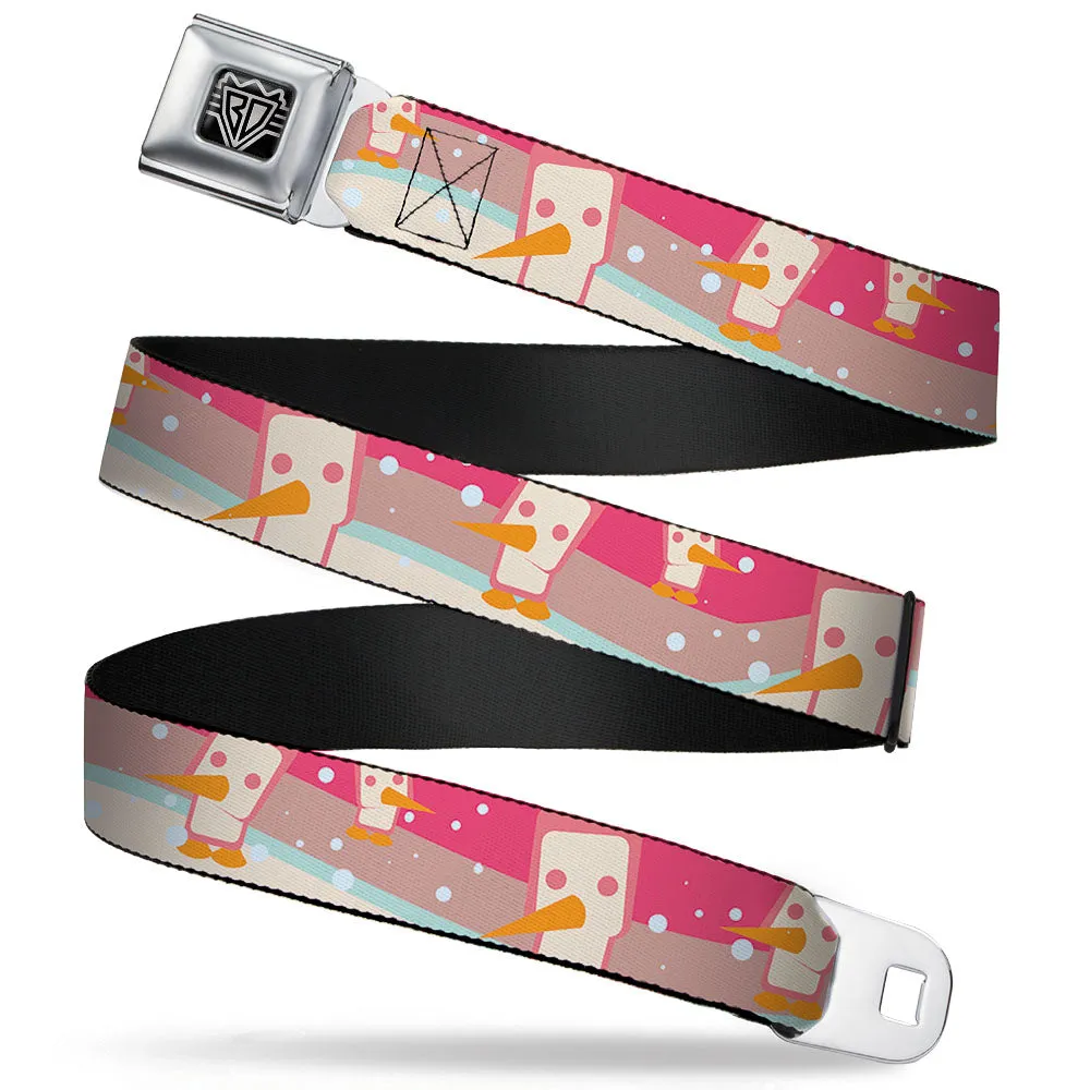 BD Wings Logo CLOSE-UP Full Color Black Silver Seatbelt Belt - Block Penguins Mauve Webbing