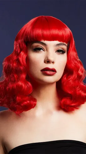 Vibrant Bettie Red Wave Wig - Luxurious Heat-Resistant Synthetic Hair for Bold Styles