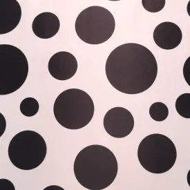 Black Circles on White Printed Polyester Mikado Fabric