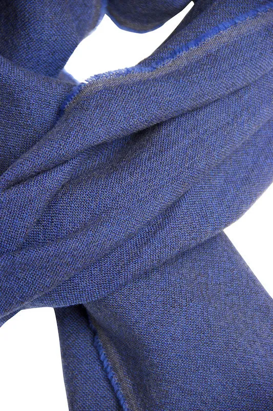 Blue melange scarf in fine wool