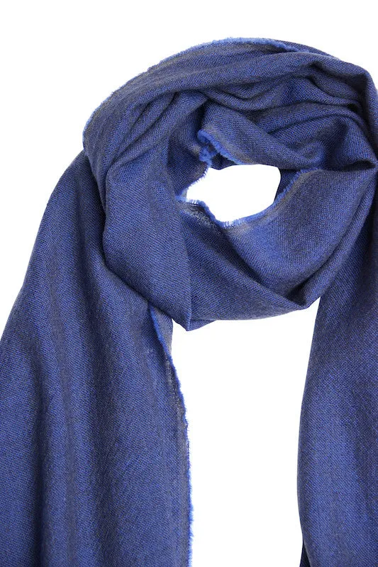 Blue melange scarf in fine wool