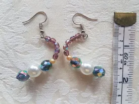 Blue Purple Pearl Bead Earrings