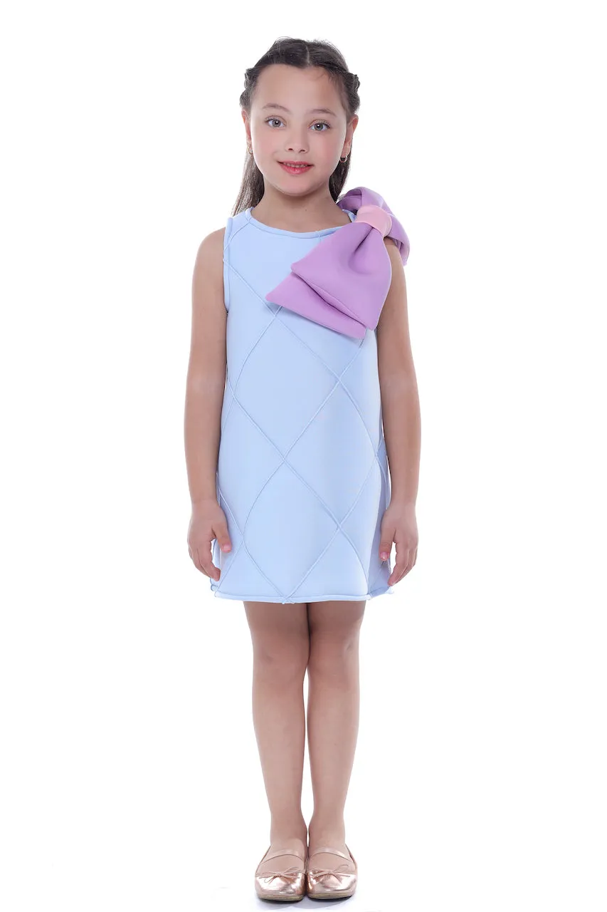 Blue Skylar Bow Dress