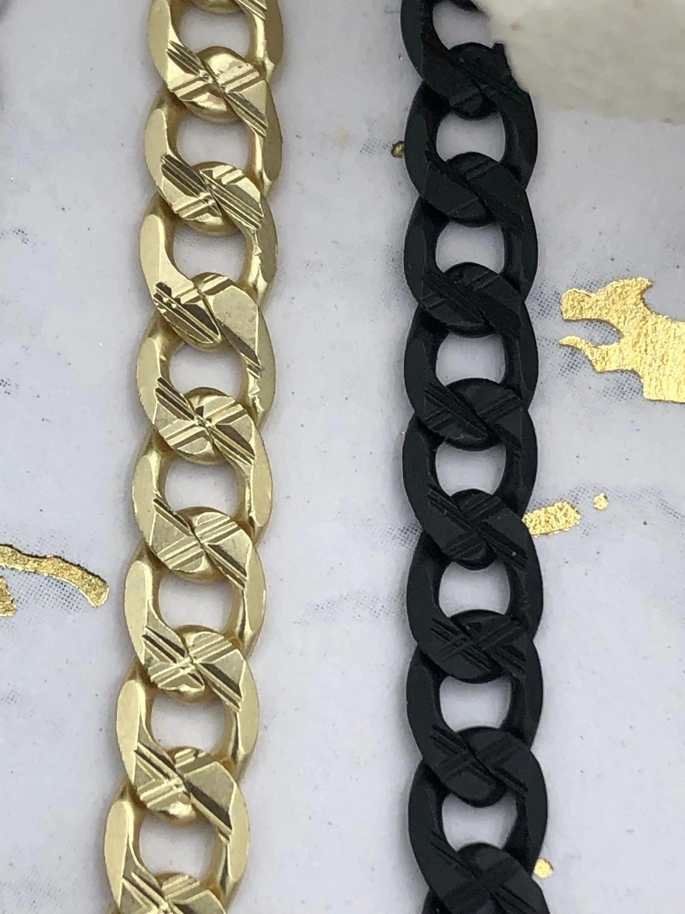 Brass Lightweight Cuban Curb Chain HIGH QUALITY Gold Plated Curb Chain, Matte Gold, Matte Black Rhodium Flat Curb Chain 5mm Fast ship