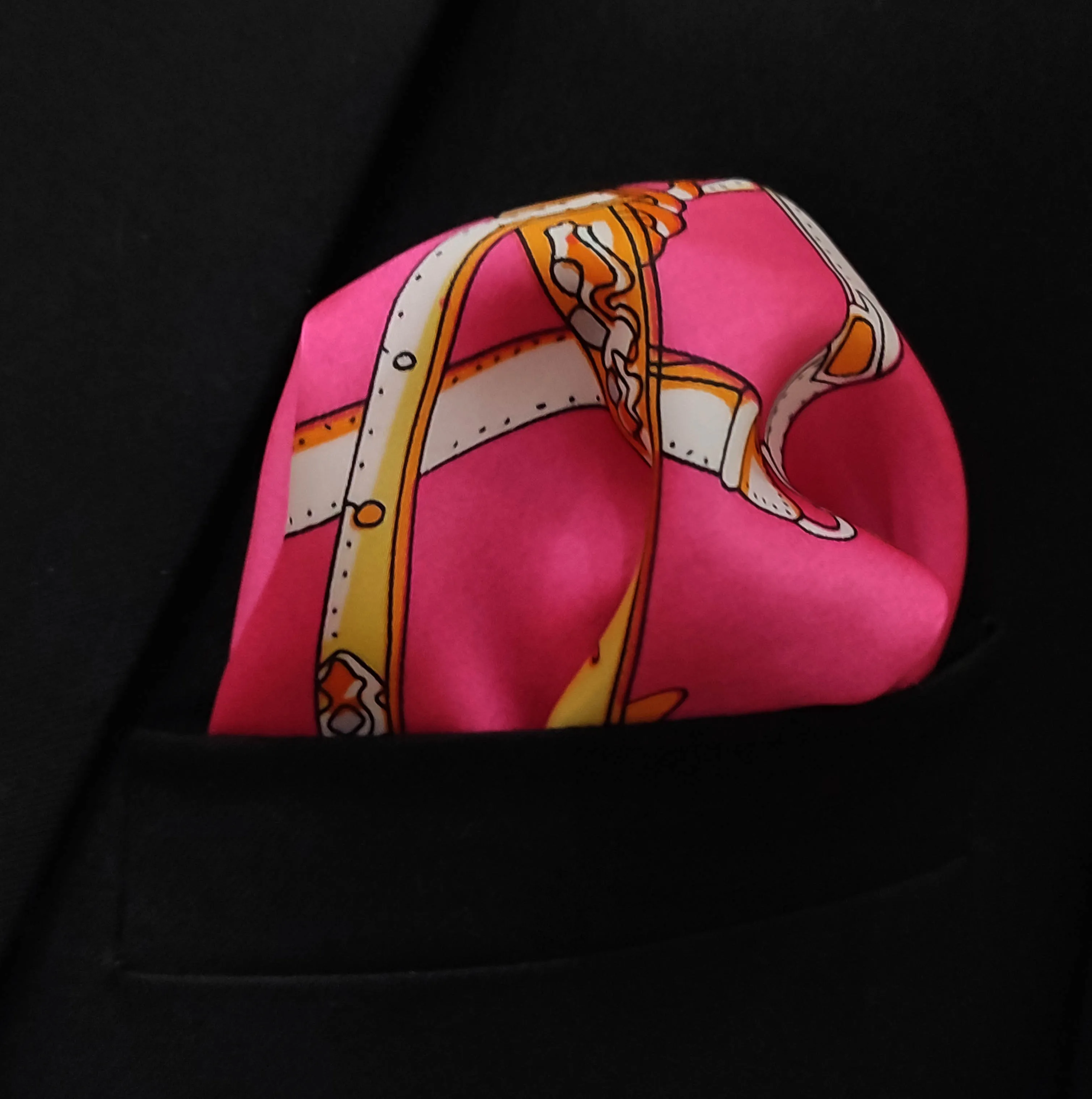 Chains and Straps (Pink) - Silk Pocket Squares