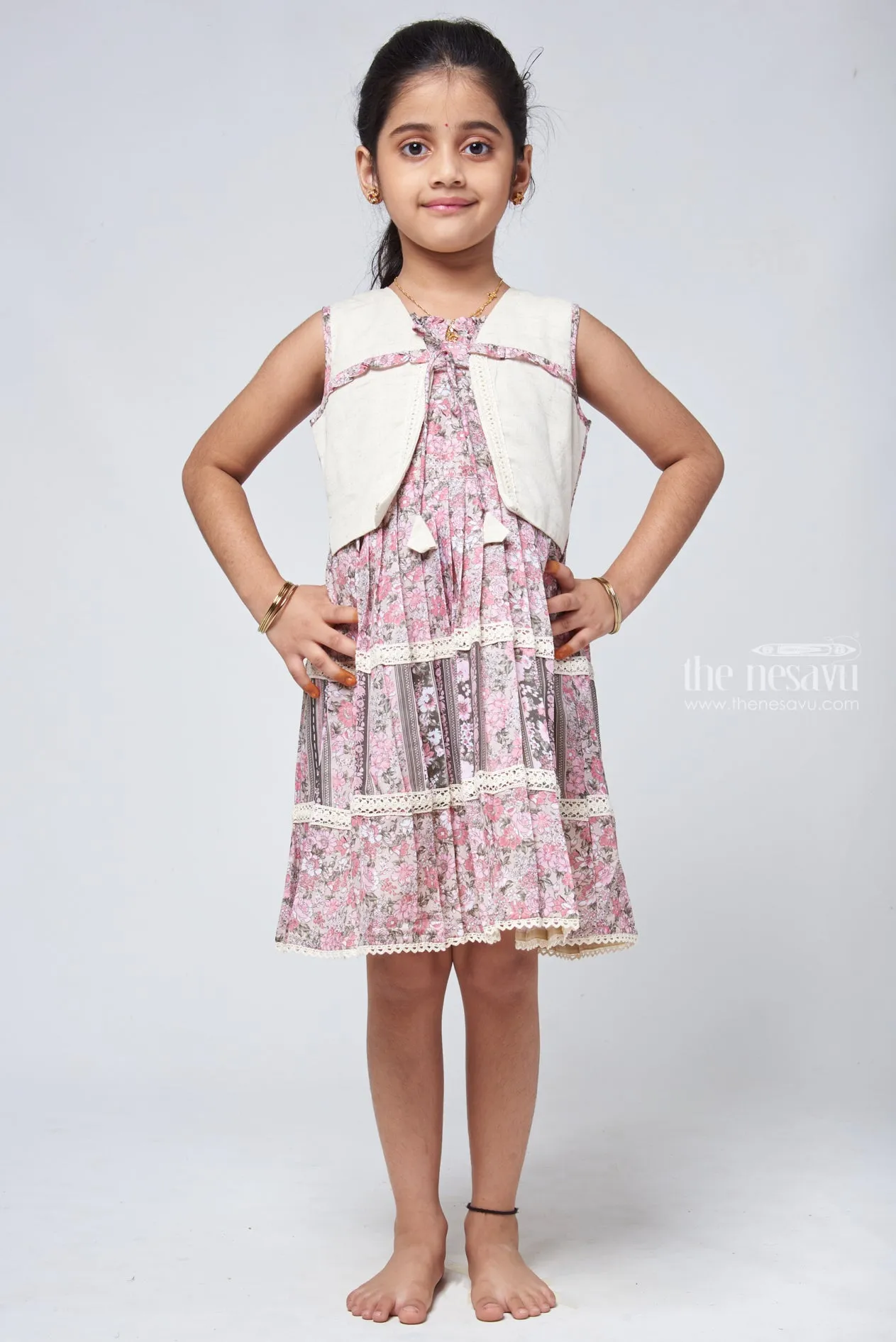 Chic Half White Floral Frock - Stylish Girls Cotton Dress