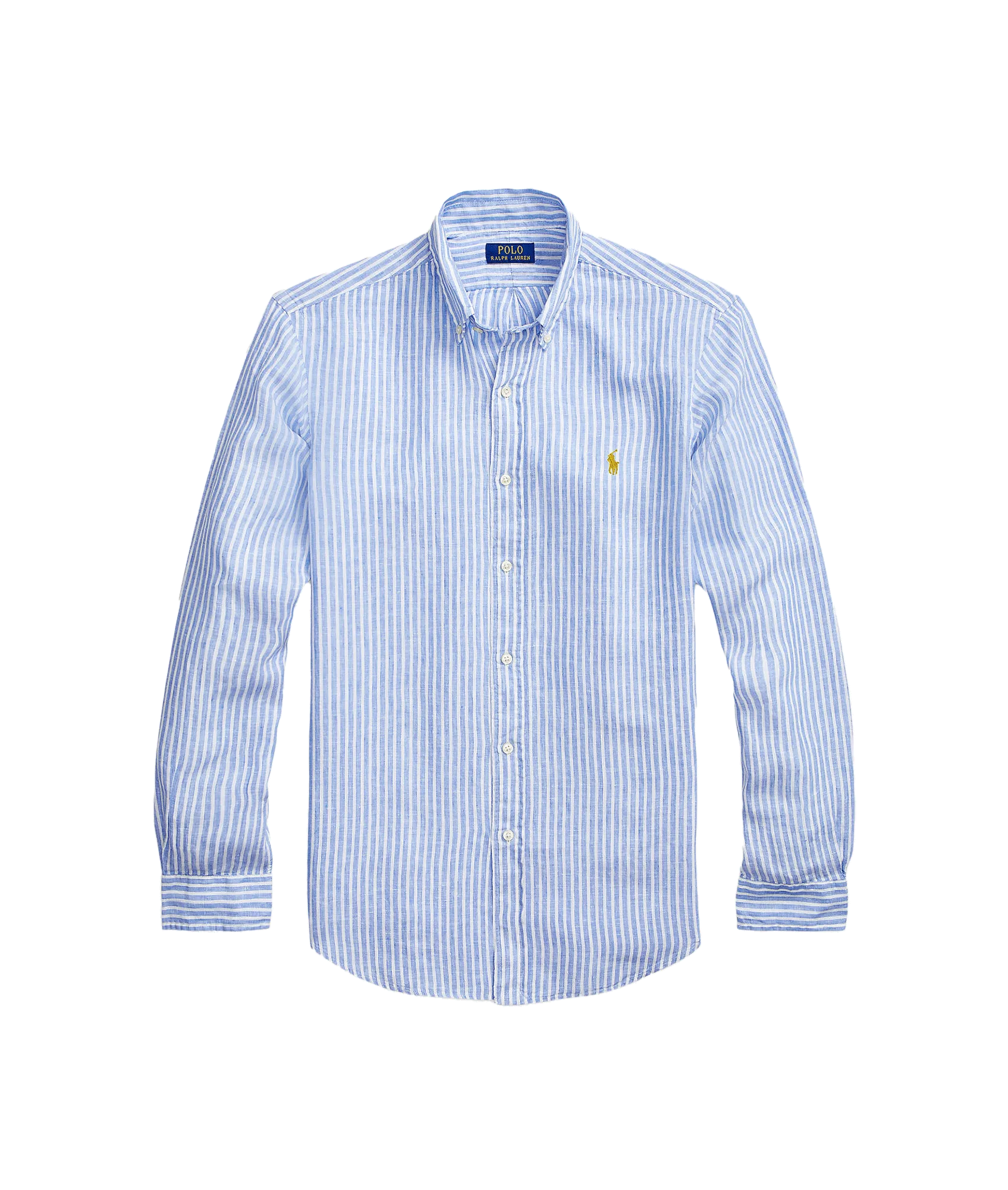 Custom Fit Striped Linen Shirt - Blue