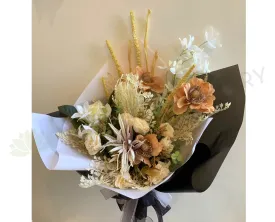 Dried Flowers Style Bouquet - Mixed Flowers - Cream & Light Brown