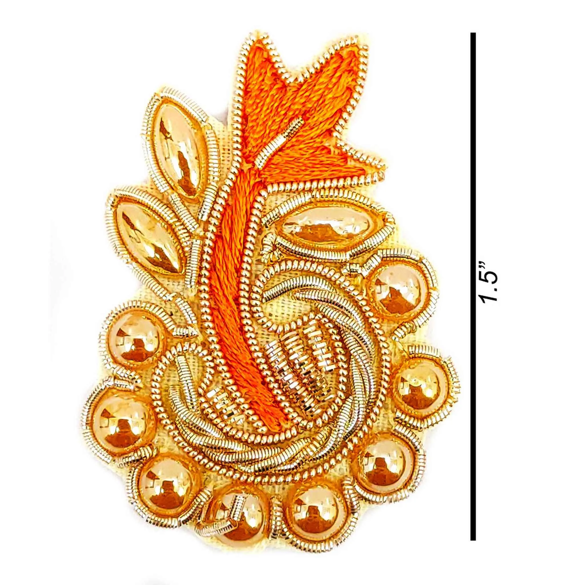 Elegant Handcrafted Golden Pearl and Yellow Embroidery Appliques for Fashion Decoration