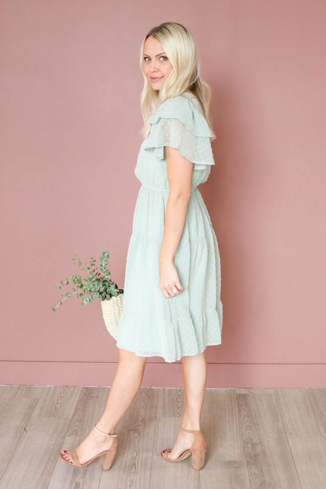 Elisa Swiss Dress in Sage