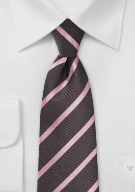 Espresso and Pink Repp&Regimental Striped Bowtie