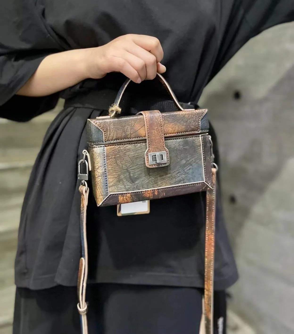 Fantasy Colours Calfskin Leather Classic Box Bag, Women's Leather Box Shoulder Bag, Handcrafted Designer Bag, Classic Crossbody Bag