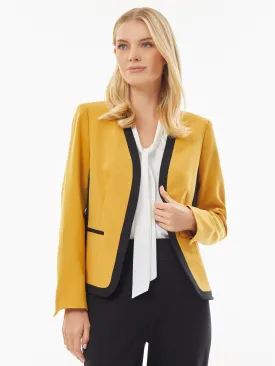 Framed Open Front Stretch Crepe Jacket