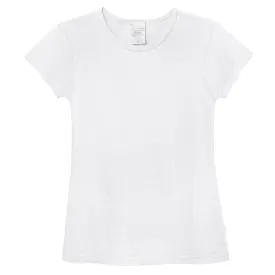 Girls Soft Cotton Jersey Cap Sleeve Crew Tee | White