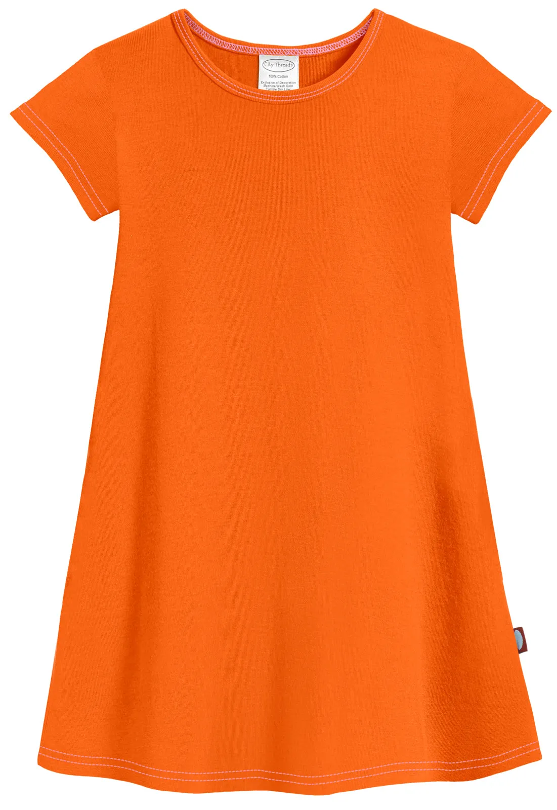 Girls Soft Cotton Jersey Cap Sleeve Dress | Orange