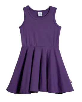 Girls Soft Cotton Jersey Twirly Tank Dress  | Purple