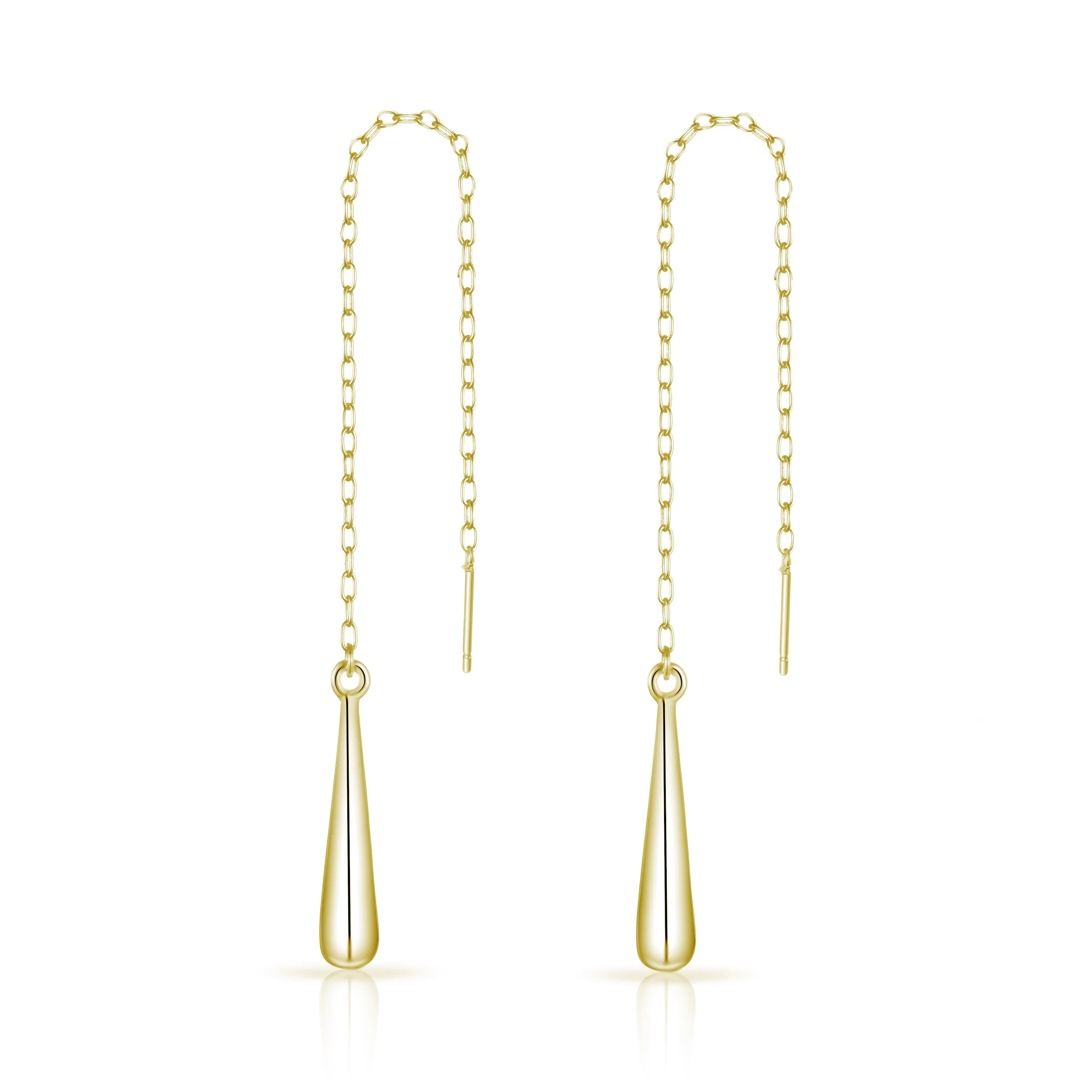 Gold Plated Sterling Silver Teardrop Thread Earrings