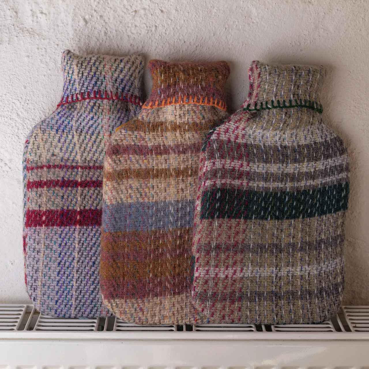 Hot Water Bottle with Plaid 100% Recycled Wool Cover