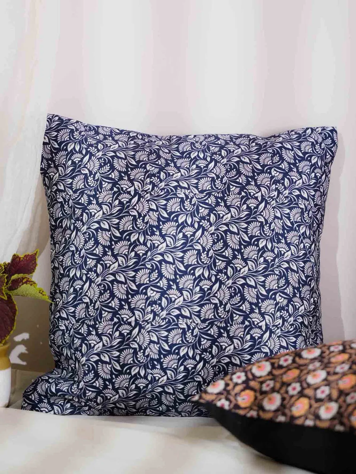 Indigo Meadows Floral Cushion Cover