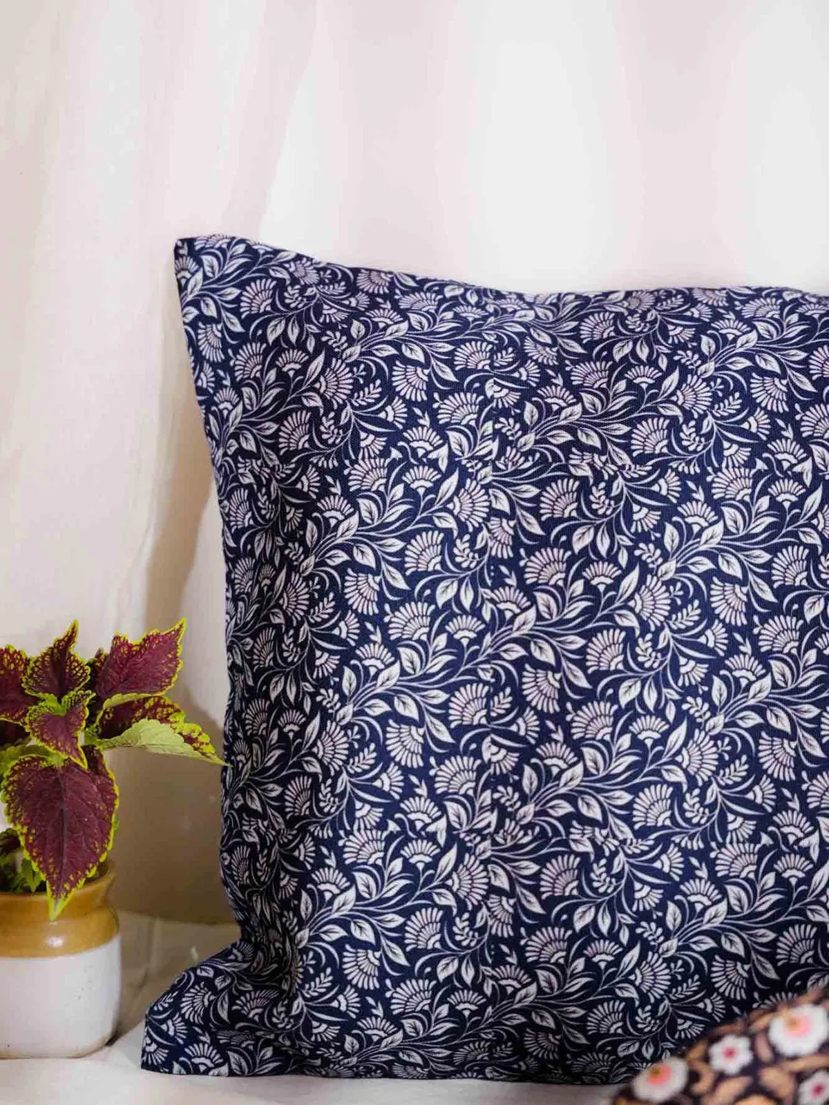 Indigo Meadows Floral Cushion Cover