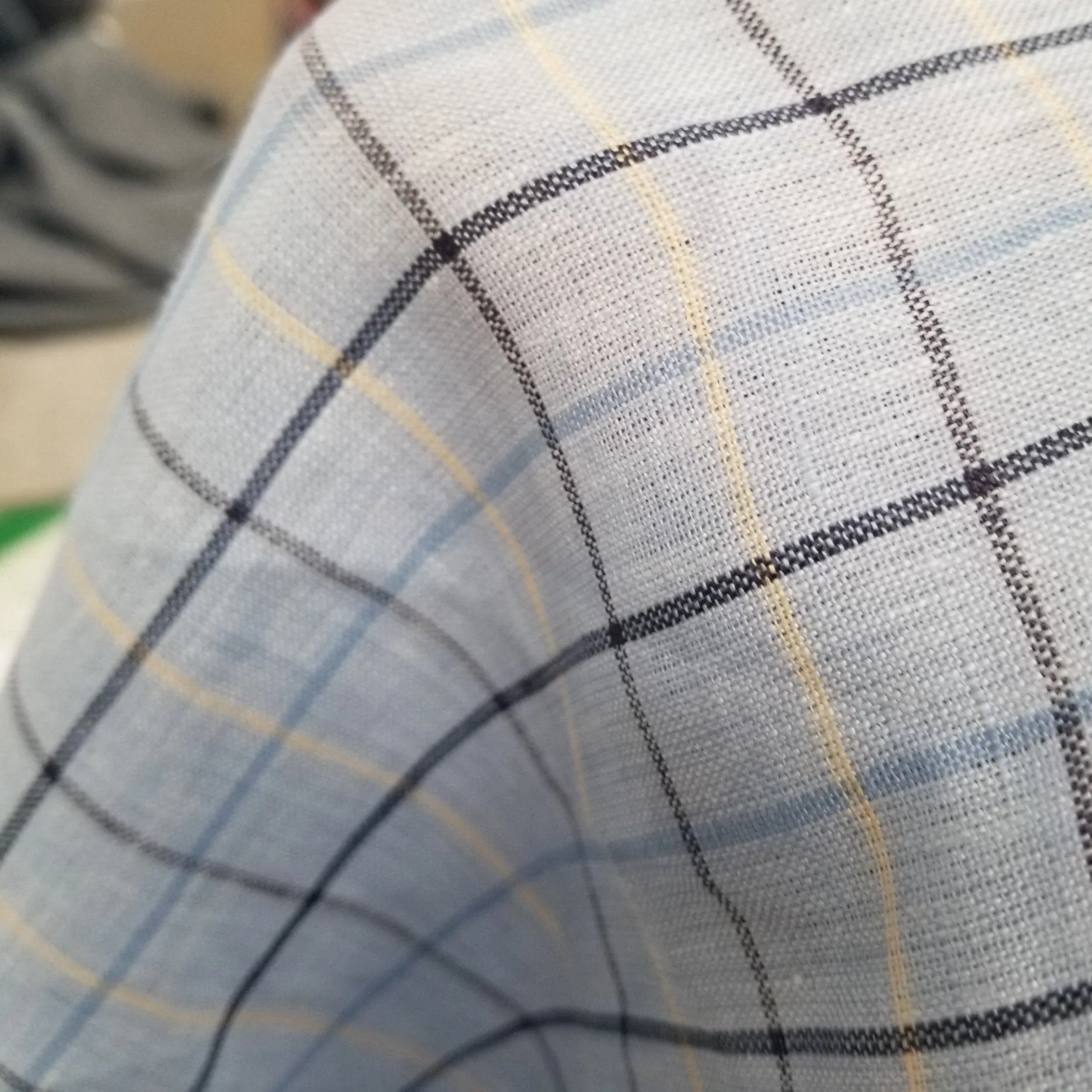 Premium Light Blue and Yellow Plaid Irish Linen Fabric by Spence Bryson – 150 GSM Woven, Sold by the Yard