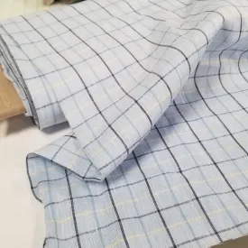 Premium Light Blue and Yellow Plaid Irish Linen Fabric by Spence Bryson – 150 GSM Woven, Sold by the Yard