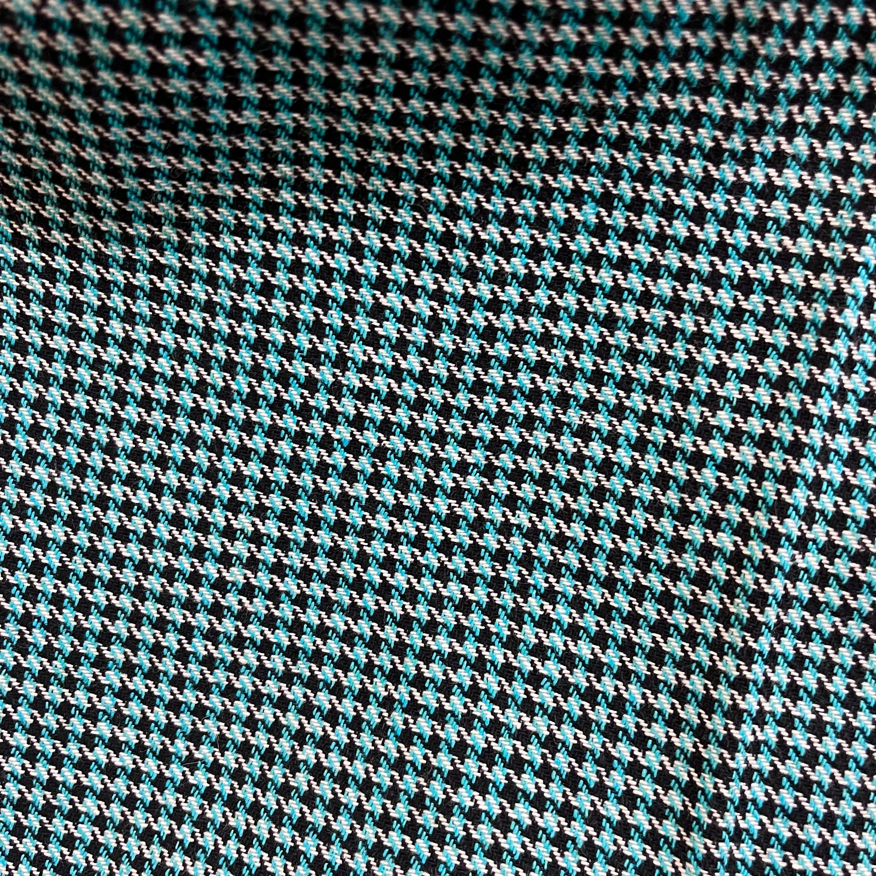 Italian Double Face Melton Wool - Turquoise Houndstooth Plaid & Heathered Gray