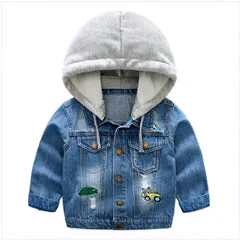 Jeans Jacket for Baby Boys Hooded Denim Clothes Coats Outwear Kids Autumn Tops Coat Jackets