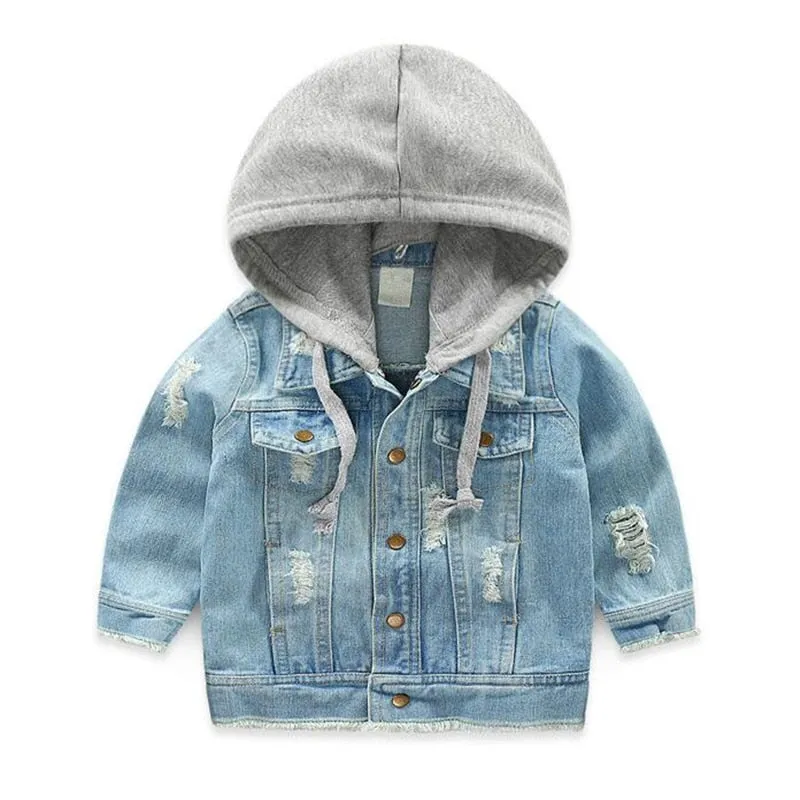 Jeans Jacket for Baby Boys Hooded Denim Clothes Coats Outwear Kids Autumn Tops Coat Jackets