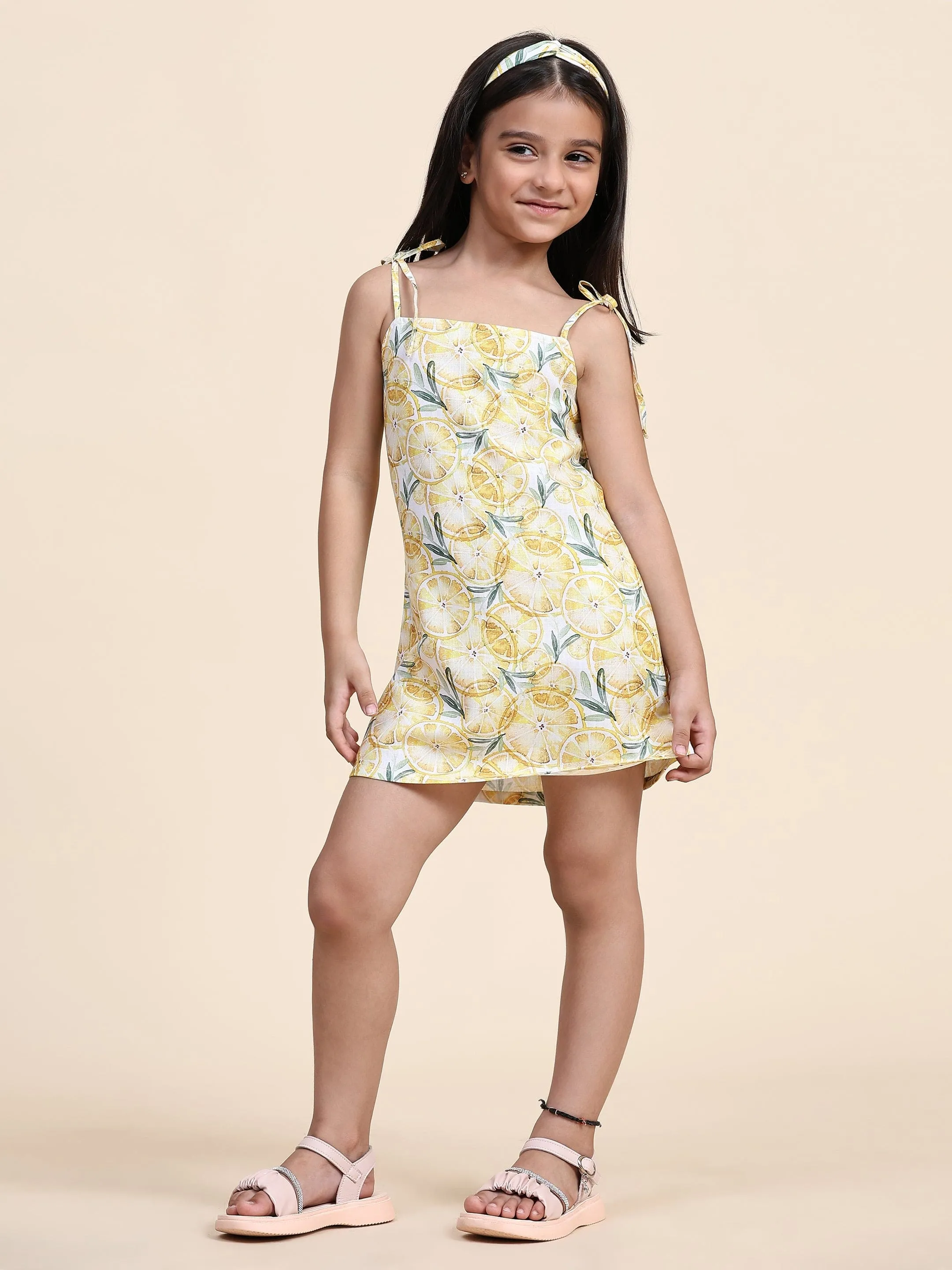 Lemon Print Blend Linen Dress