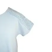 Light Blue Eyelet Trim Top