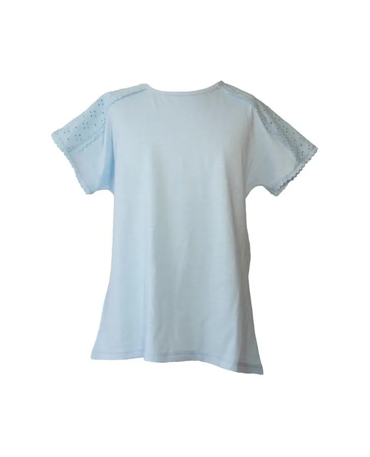 Light Blue Eyelet Trim Top