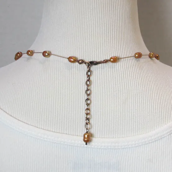 Long, Copper-Colored, Freshwater Pearl Necklace