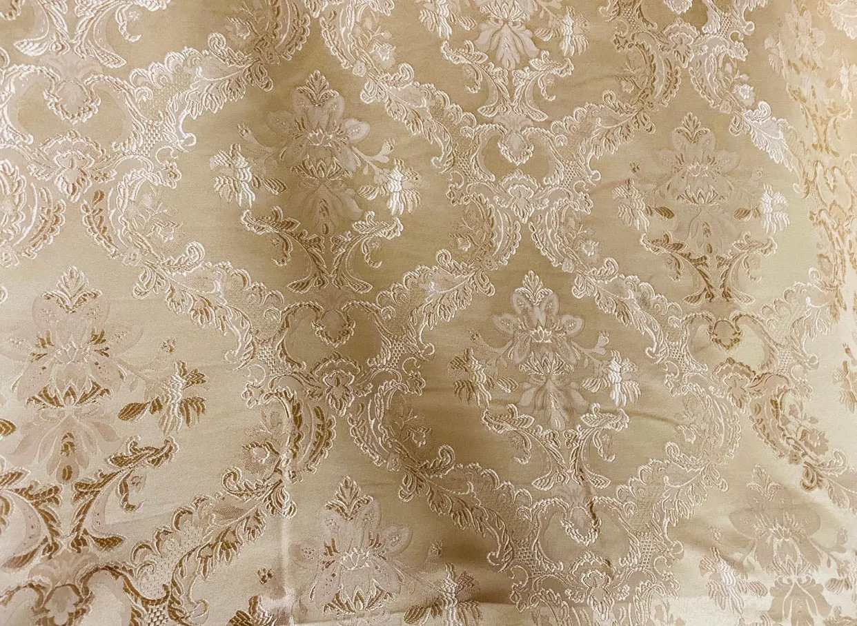 Lucas Satin Medallion Jacquard Gold Fabric